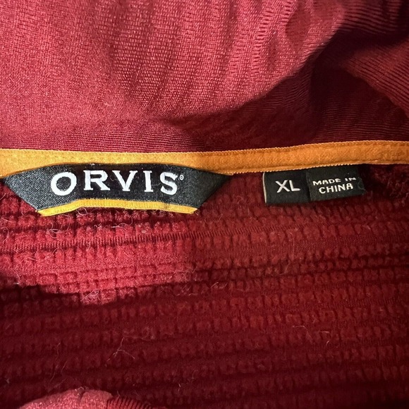 Orvis Horseshoe Hills Fleece Red Quarter Zip Performance Pullover XL - Picture 3 of 10